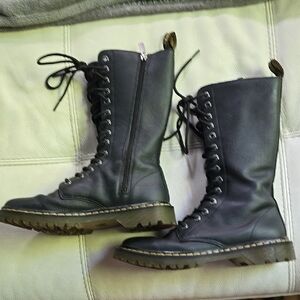 Dr. Martens Luana Tall 14 Eye Leather Zippered Boots
